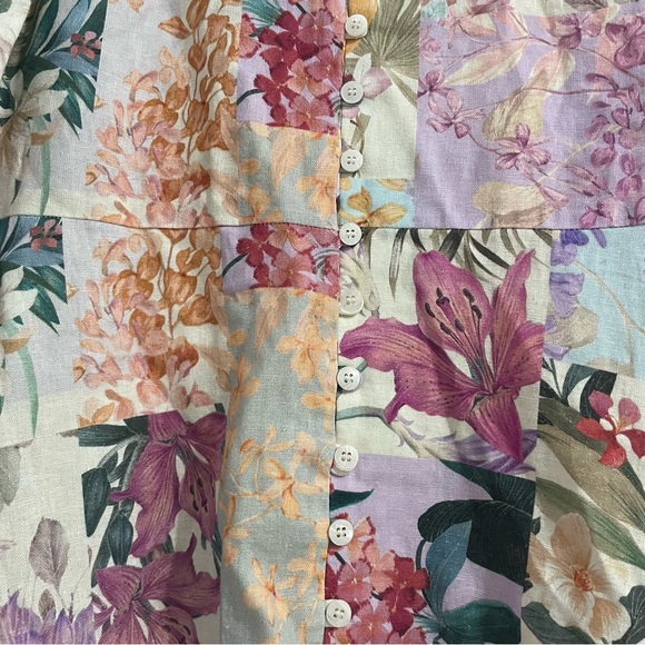 Zara Longsleeves Floral Linen Blend Dress XS EUC - Picture 4 of 11